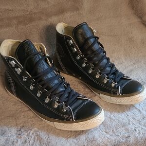 Converse CTAS High-Top Black Leather Men's Sneakers Size 12